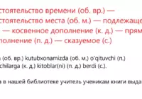 Пример стандартного порядка слов в узбекском языке