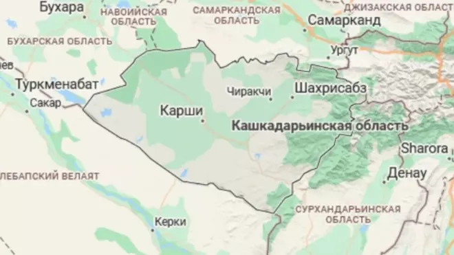 Кашкадарьинская область, где был задержан правозащитник, на карте