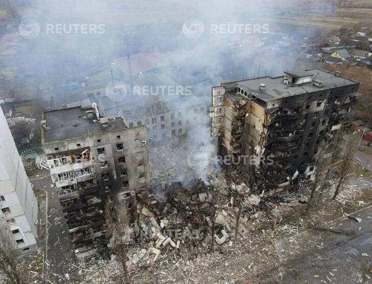 Borodyanka, Ukraine, after shelling by Russian occupying forces