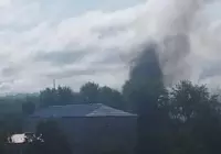 Smoke over Nizhnekamsk after a drone attack on August 10, 2026. Photo: t.me/sotavisionmedia